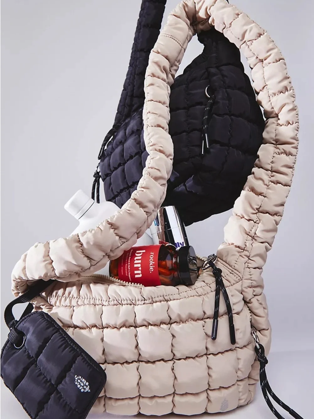 Free People FP Movement Quilted Baby Carryall Sling Bag In Tofu Taupe New - Picture 2 of 16